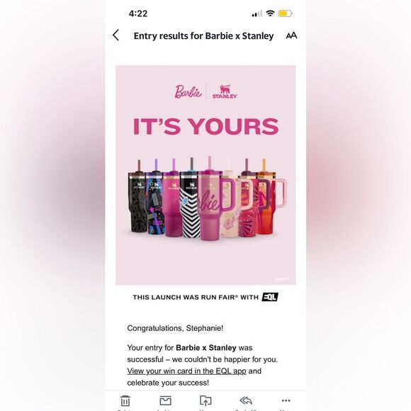 NIB Stanley x Barbie Twist N’ Turn Quencher H2.0 FlowState Tumbler 40 oz Pink - Picture 3 of 3